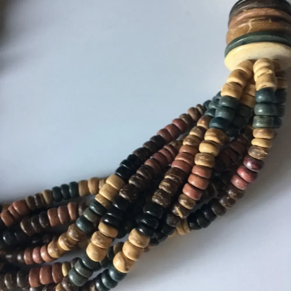 Beautiful muted natural tones multi-strand statement necklace